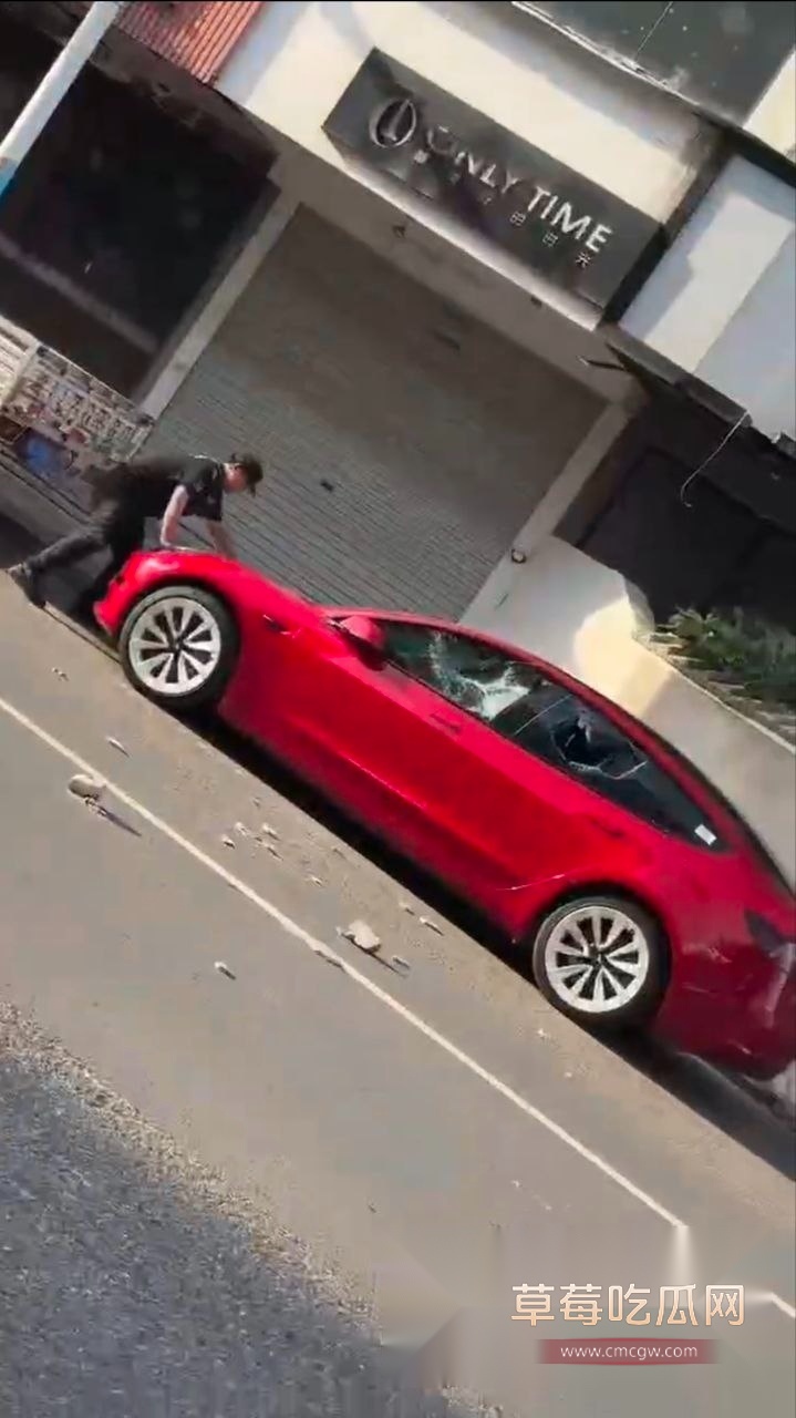 保安砸特斯拉 (4)