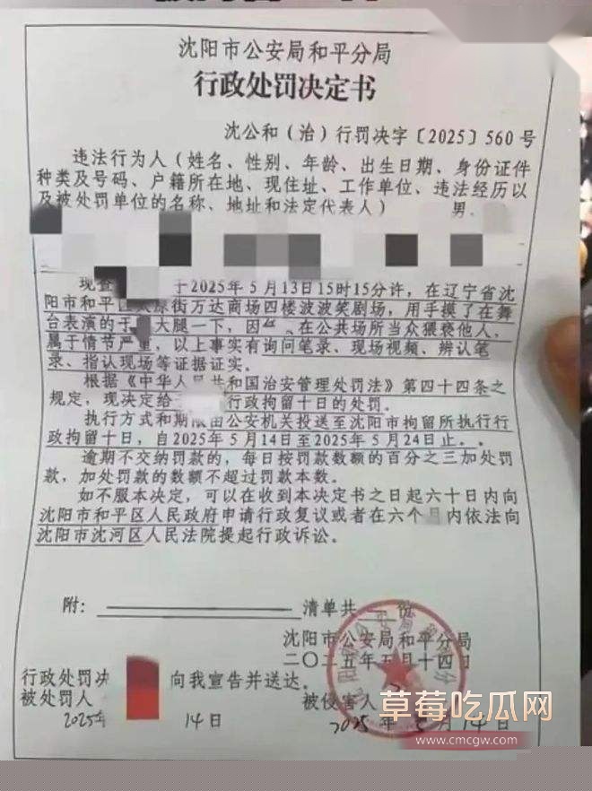 摸女演员腿被行政拘留十日 4