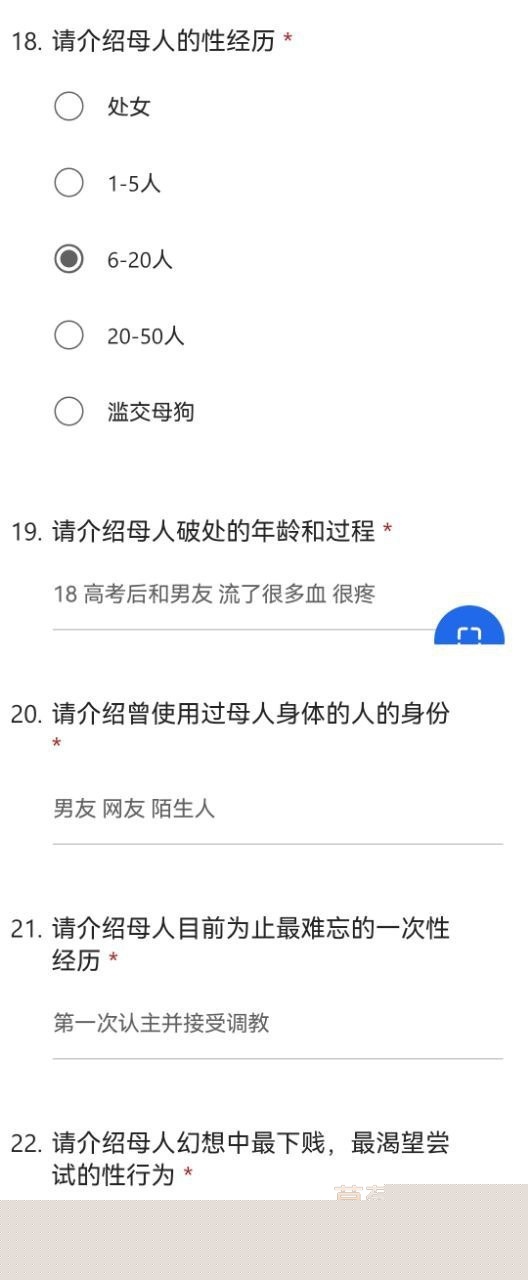 武汉助教许安彤填写母狗调查问卷3