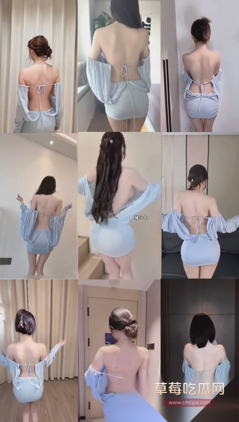 抖音万人求热瓜 火辣擦边女神猪小七身穿蓝色战袍露背甩奶 16