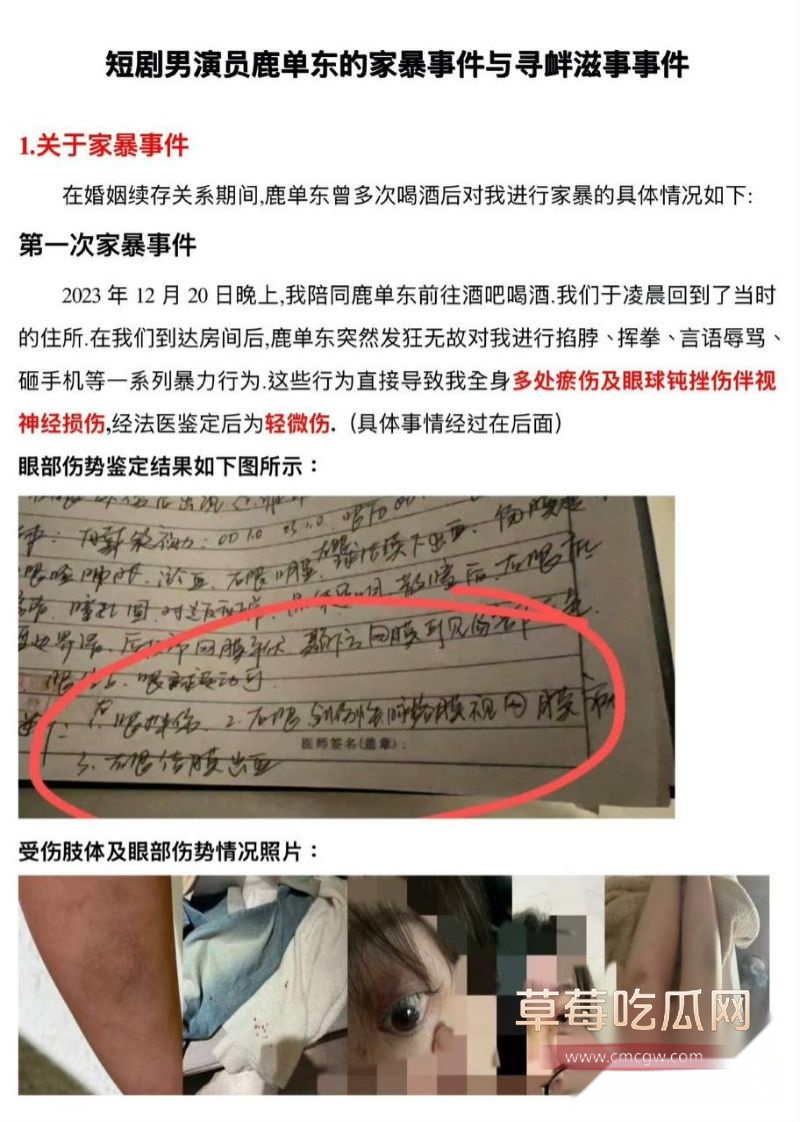 短剧男演员鹿单东家暴出轨3